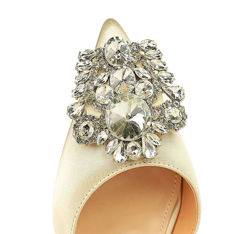 Rhinestone Kitten Heels Women Pumps Elegant Luxurious Banquet Shoes Pointed High Heels
