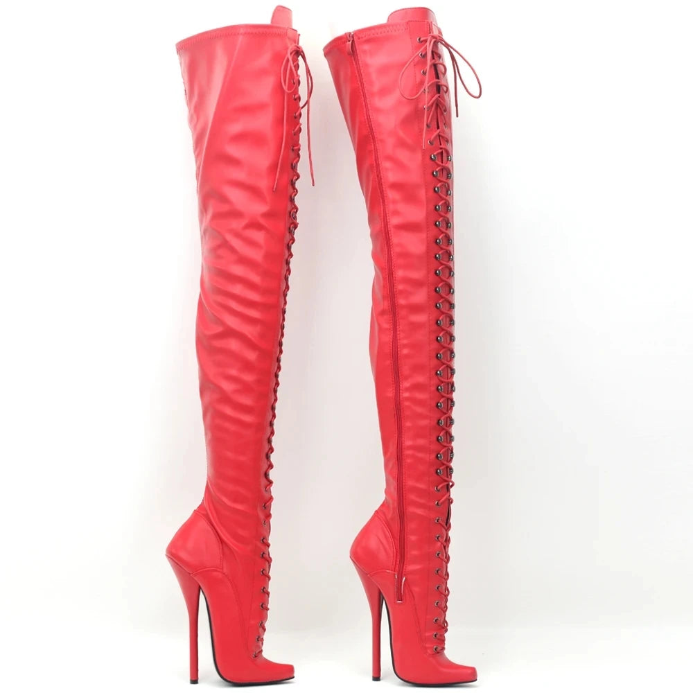 18CM Super High Heel Pointed Toe Side Zip Stiletto  Nightclub Thigh Long Boots