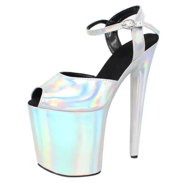 Sexy Pole Dance Party Nightclub Shoes 20CM High Heels With Platform Holographic  Shoes