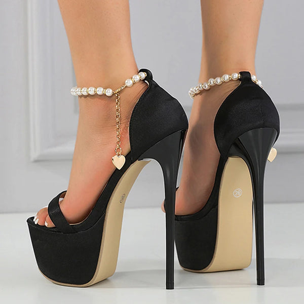 Fashion String Bead Ankle Strap 16CM  Platform Sandals