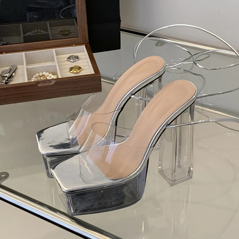 Model Catwalk Clear Chunky Platform Sandals