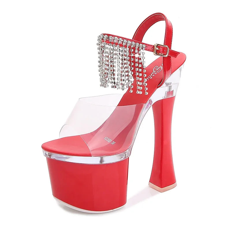 Summer Women Shoes 18CM Thick High Heels Peep Toe Sandals