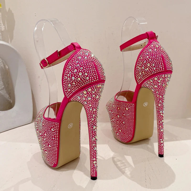 Summer Fashion Crystal Rhinestone Silk Platform Sandals For Women