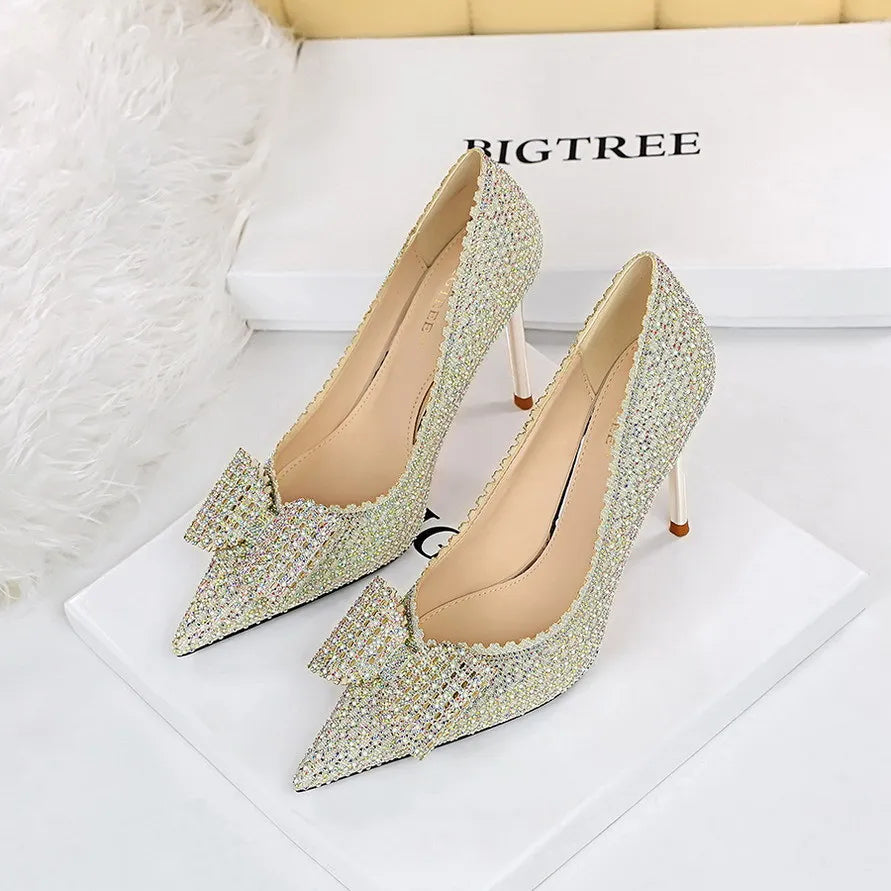 Korean Version of Sweet Women Shoes Shallow Mouth Pointed Wedding Shoes