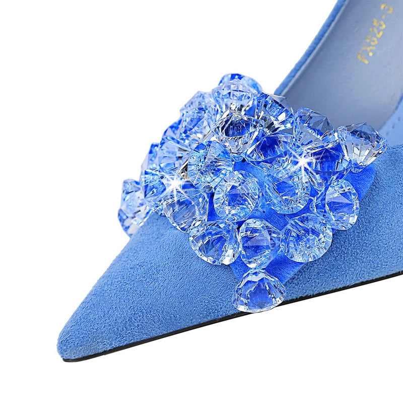 Rhinestone  Pumps Bowknot High Heels Luxury Gemstone Banquet Shoes Women