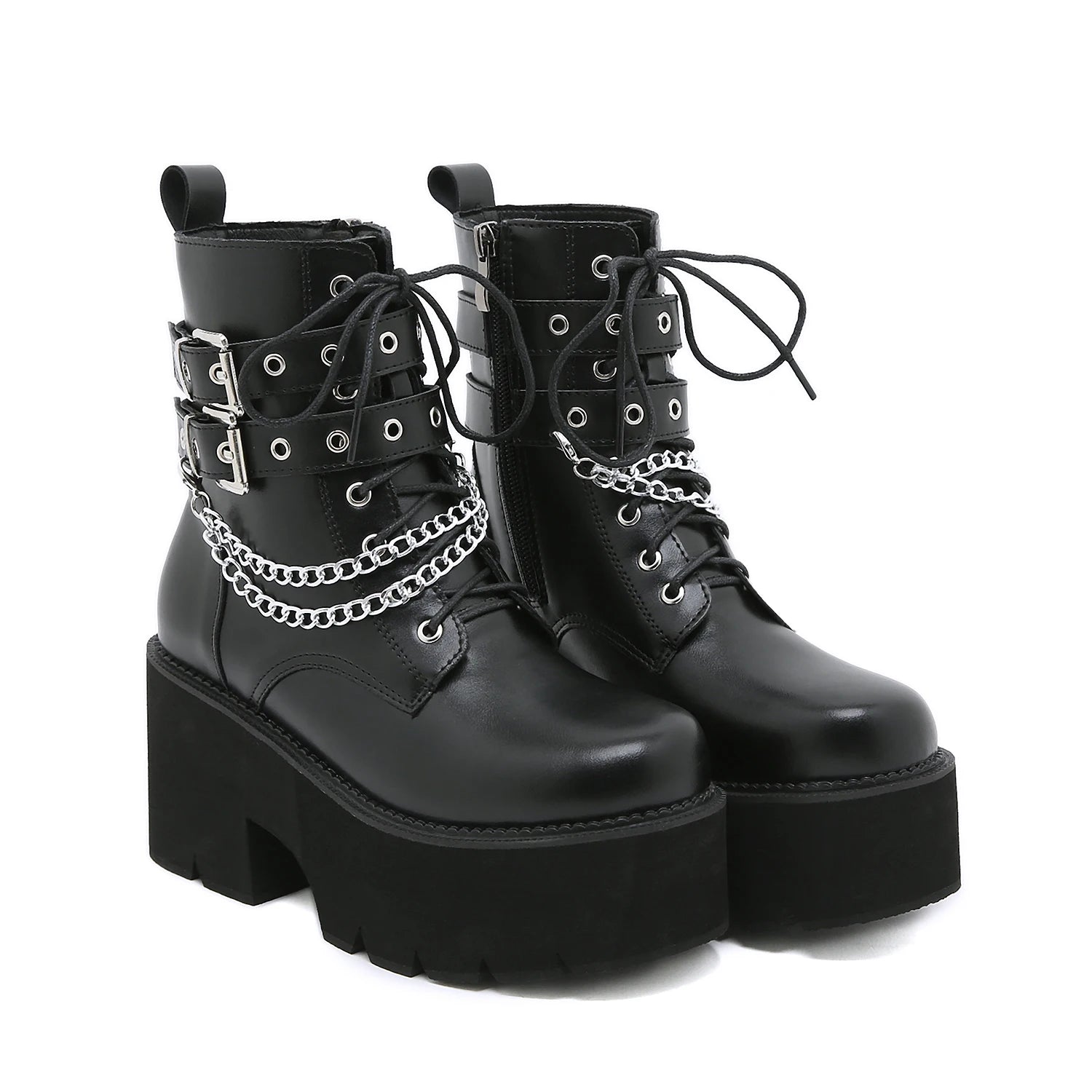 Women's Punk Ankle Boots 8cm 10cm Cosplay Thick High Heels zipper Pumps