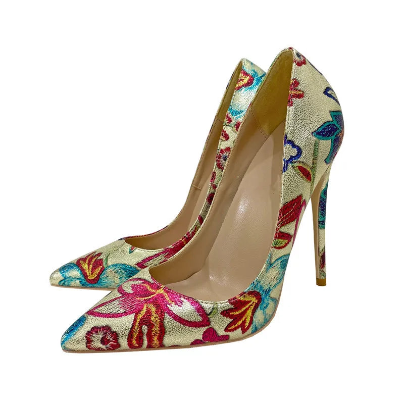 Gold Gold embroidered graffiti Women's Shoes