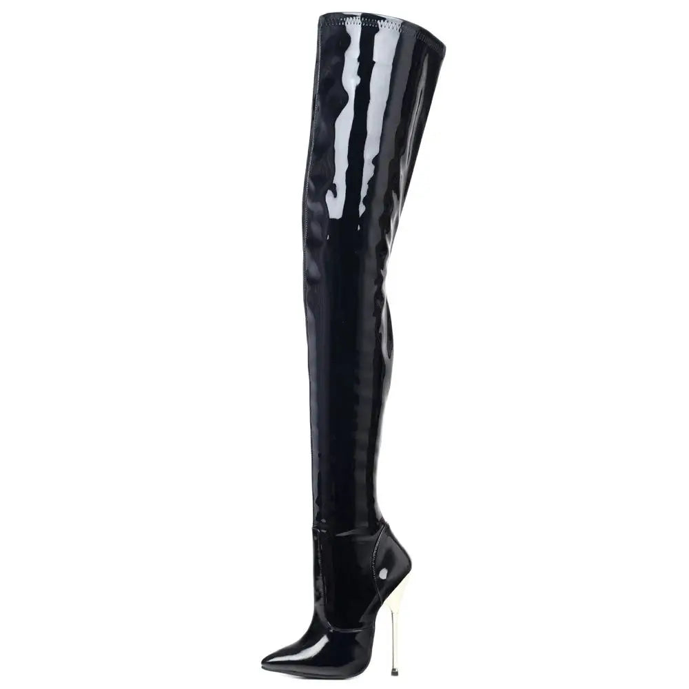 Cus Women Over-the-Knee Boots 14CM High Heel Pointed-toe Zip  Boots