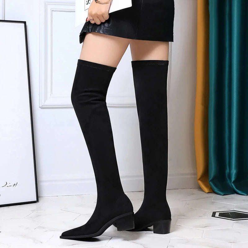 Fashion Winter Slim Fit Over The Knee Boots Women Suede Sexy Long Boots