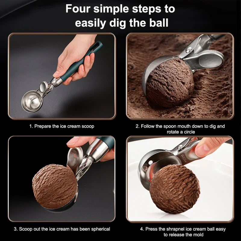 Ice Cream Scoops Stacks Stainless Steel Ice Cream Digger Non-Stick Gelatos Watermelon Scoop