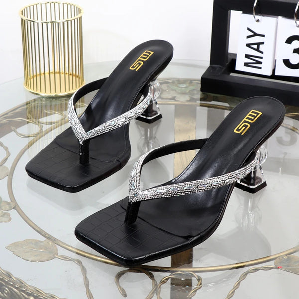 summer high-heeled rhinestone toe-clip women's shoes wear stiletto high heels