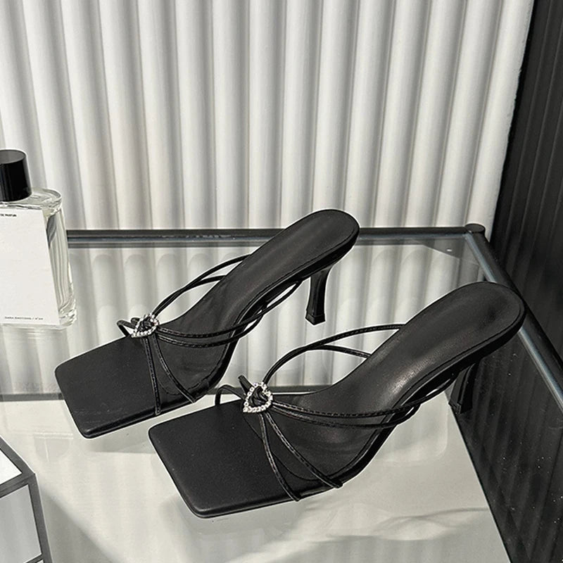 Summer Slippers Women Fashion Crystal Buckle Designer Slides Shoes