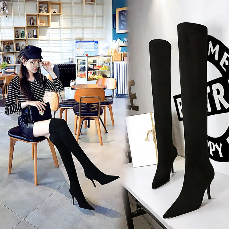 New Sexy Slim Over The Knee Boots Keep Warm Winter Boots Suede Long Boots
