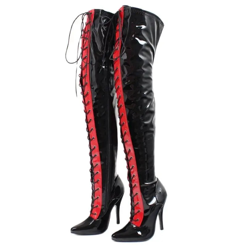 Women Over-the-Knee Boots 12CM Super High Heel Cross-tied Mixed Colors Ladies Shoes
