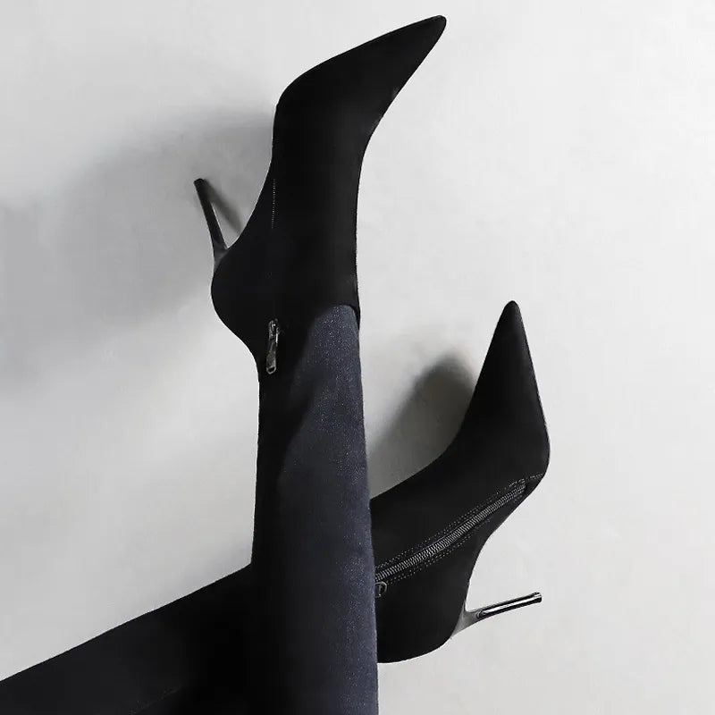 Suede Women Boots Sexy Pointed Ankle Boots Autumn Winter Shoes