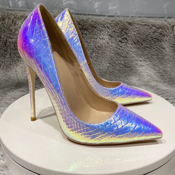 sexy 12cm High Quality women pumps Snake Printed high heel pumps shoes