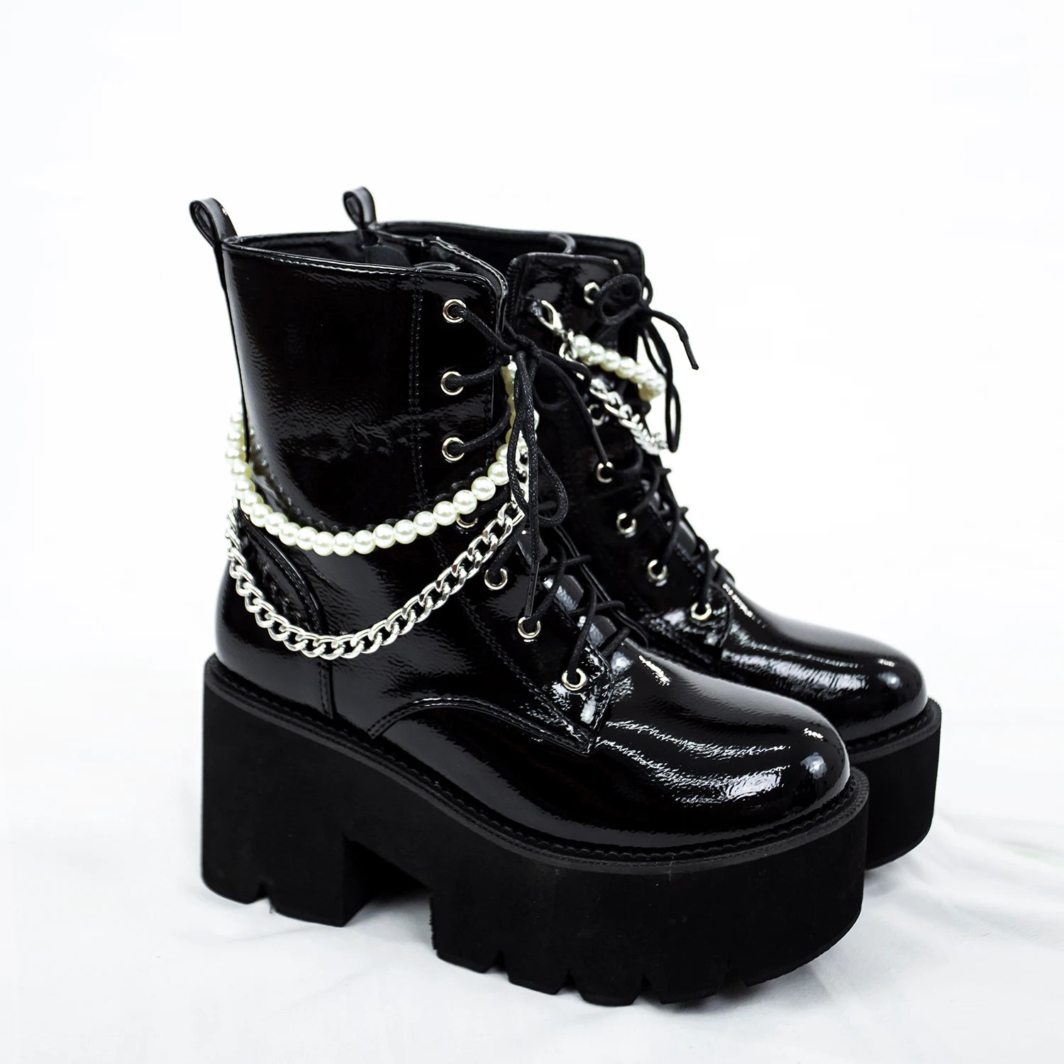 Women's Punk Ankle Boots 8cm 10cm Cosplay Thick High Heels zipper Pumps