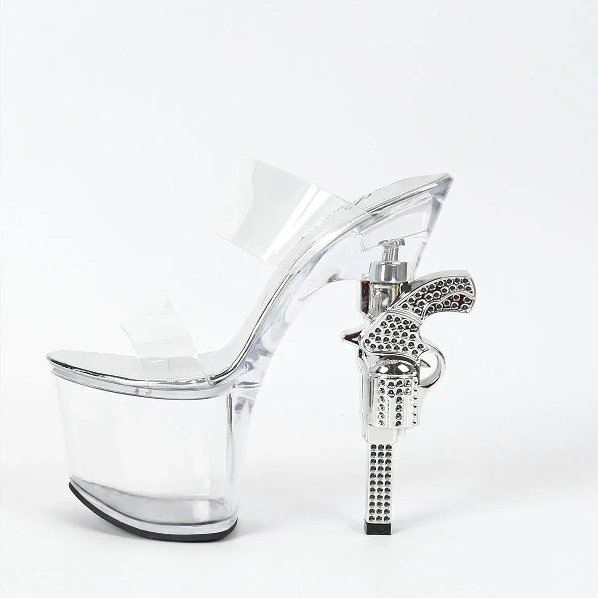 Summer Women's Special-shaped Gun High heels Sandals Transparent Platform Slippers