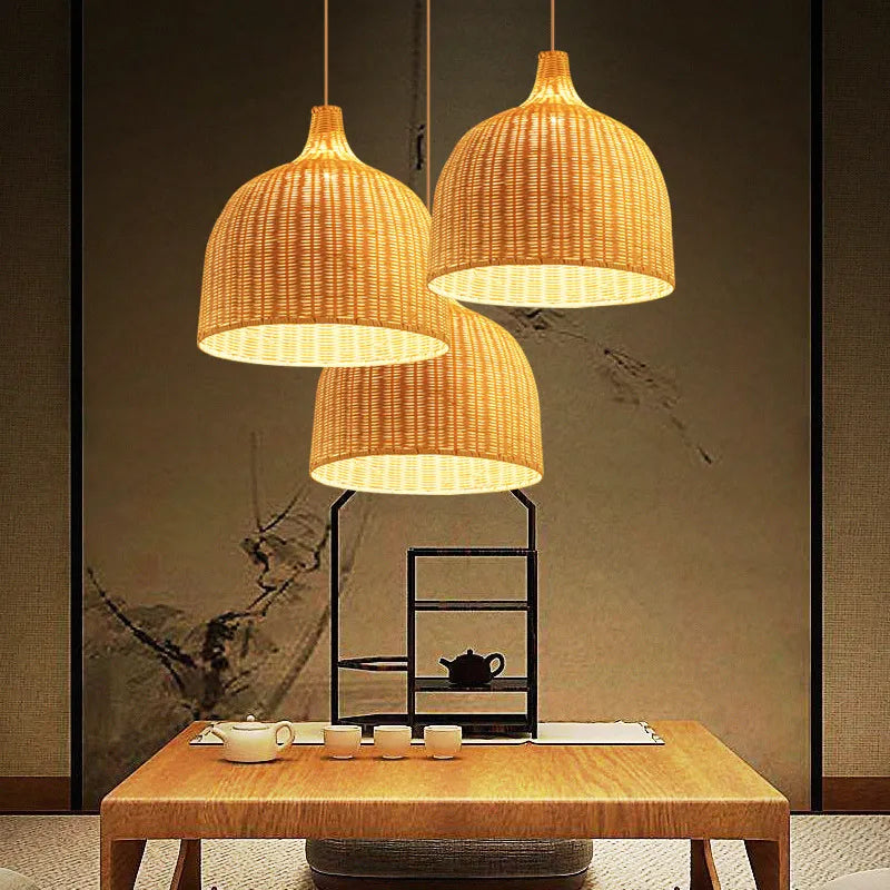 Rattan Pendant Lights Bamboo Lantern Pendant Lamp Hand-Woven Bamboo Lampshades