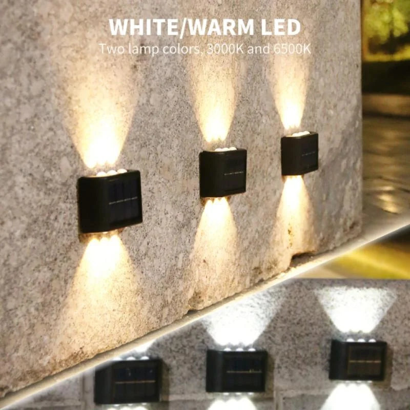 Solar Wall Lights Up Down LED Patio Deck Fence Lamp