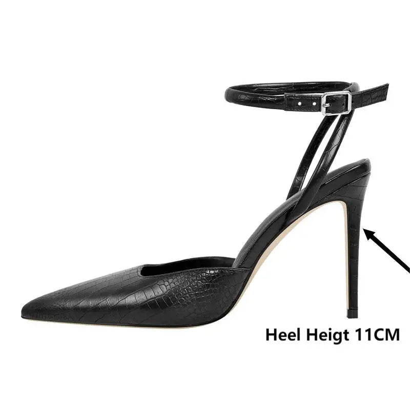 Women Pointed Toe Stiletto Ankle Strap Pumps Thin High Heel