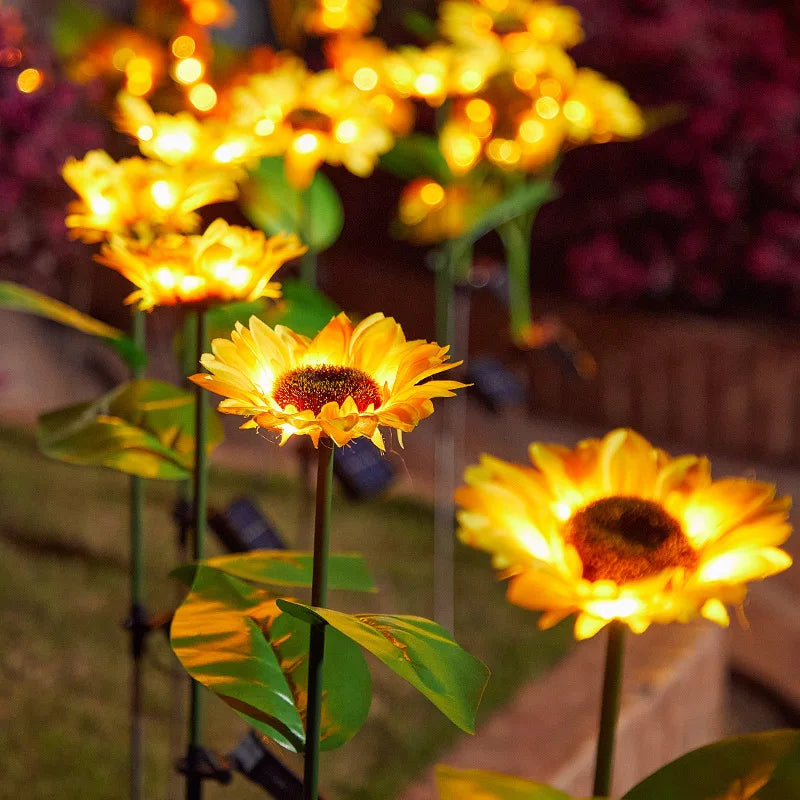 LED Solar Sunflowers Rose Flower Light Home Decorative Flower Lights
