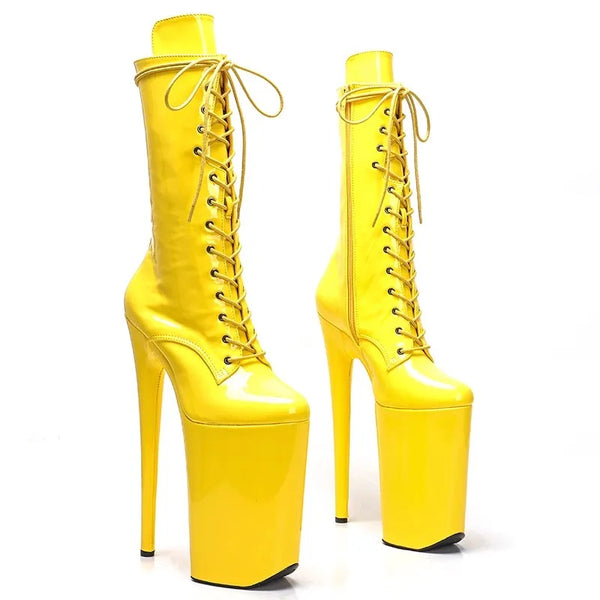 26CM/10inch Shiny Patent PU Upper sexy exotic High Heel Dance Boots