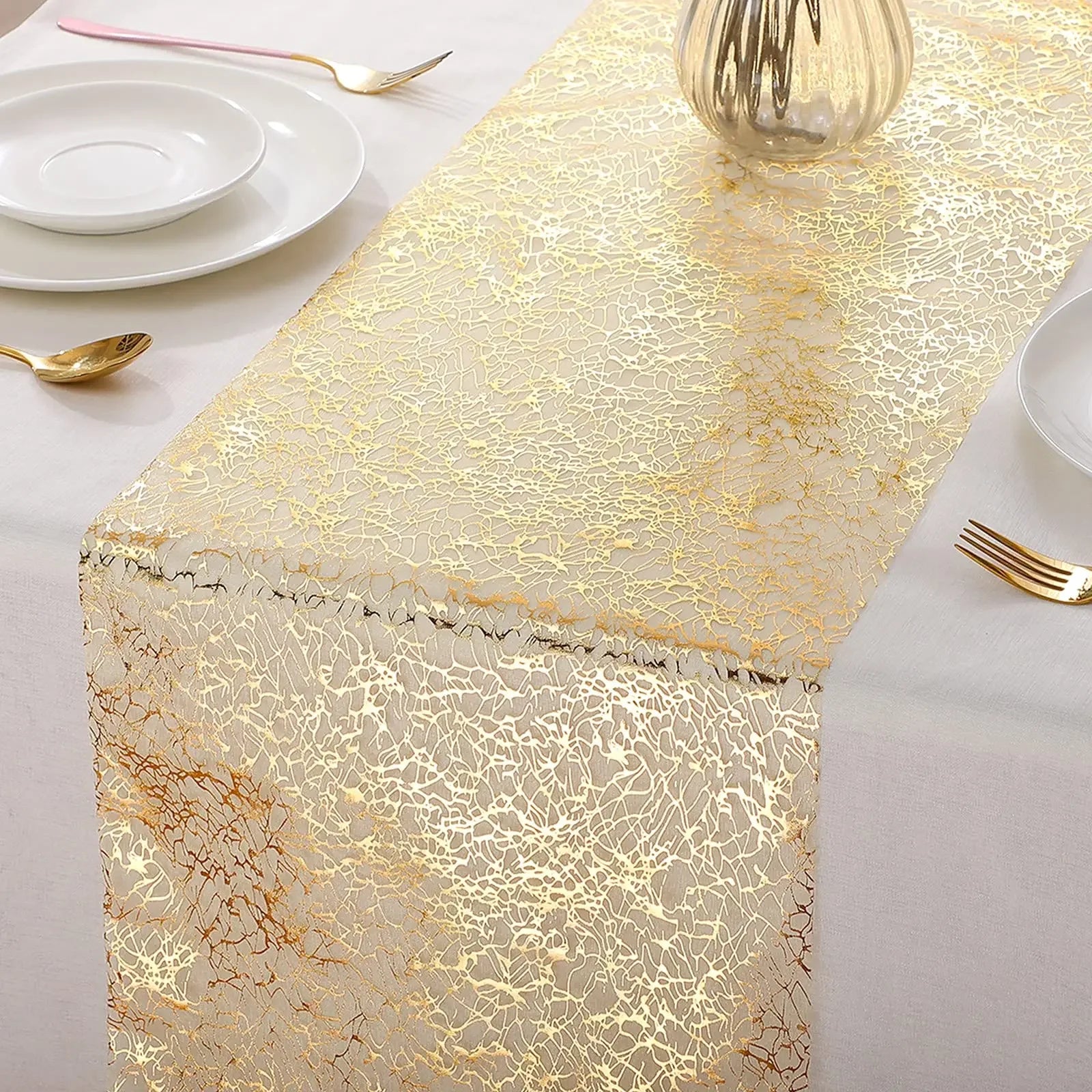30x500cm Gold Table Runner Metallic Glitter Table Cloths