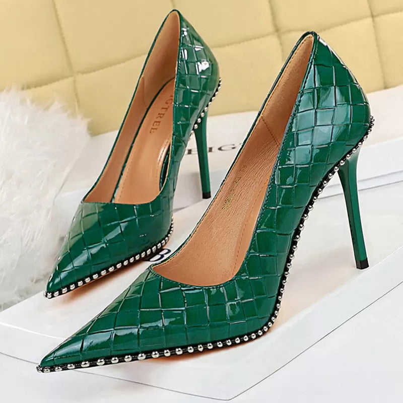 White Women Pumps Patent Leather Shoes High Heels Stiletto Luxury Party Shoes