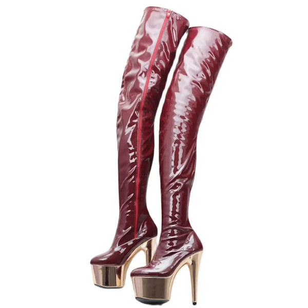 17CM Super High Spike Heel Platform Over-the-knee Boots Thigh Long Boots