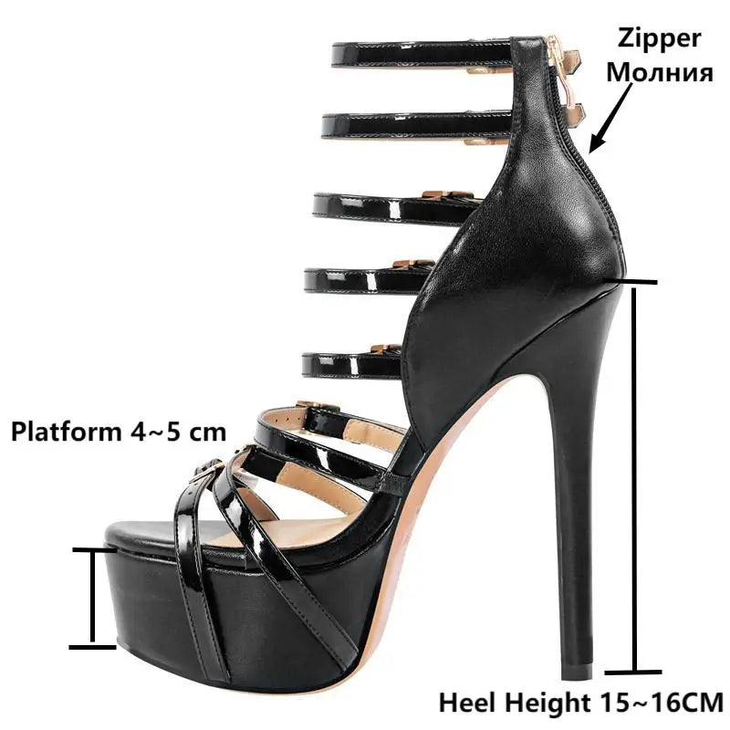 Woman Platform Sandals  Peep Toe Platform Buckle Belts Sandals Thin High Heels