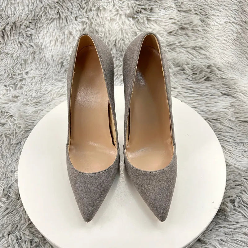 Grey suede surface Stiletto Heels Pumps Women