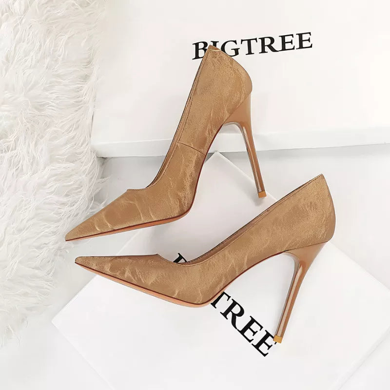 Retro Style Women's Shallow Pointed Toe Stiletto High-heeled Sexy High-heeled Shoes Women's