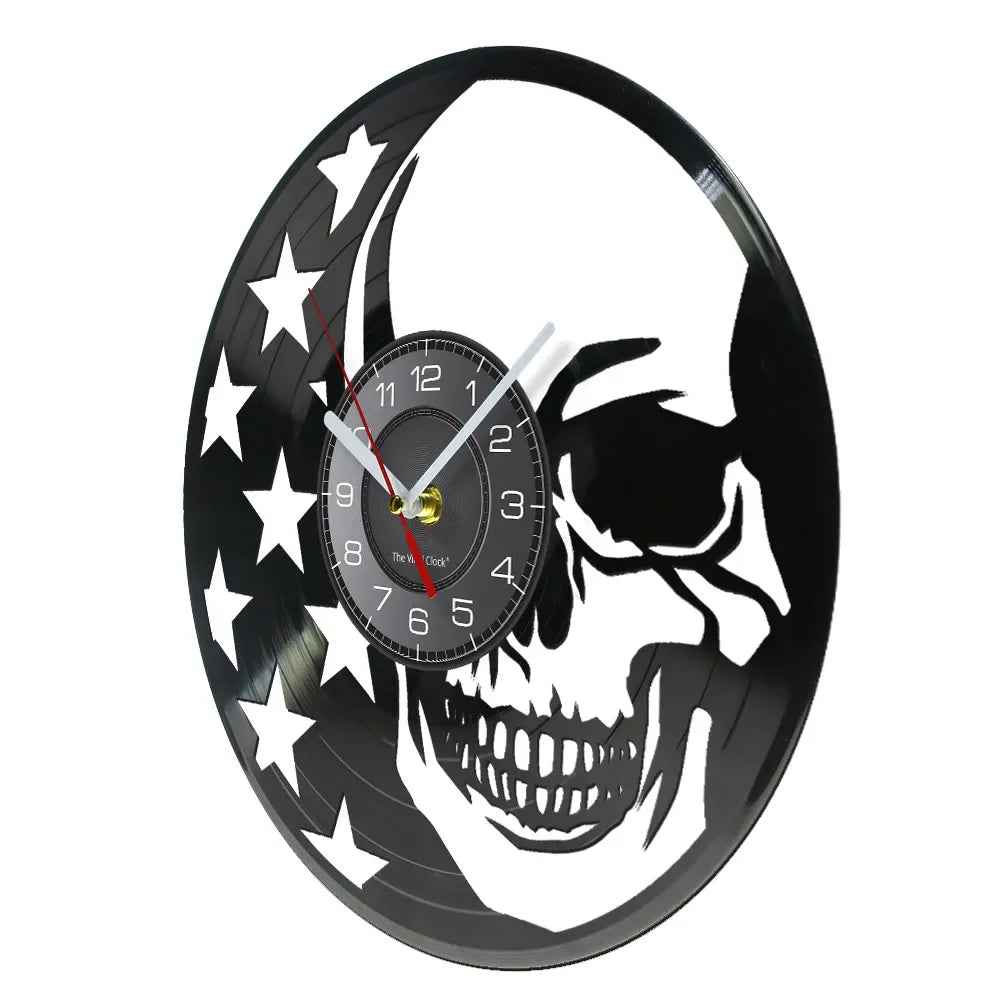 Skull USA Flag Decorative Wall Clock