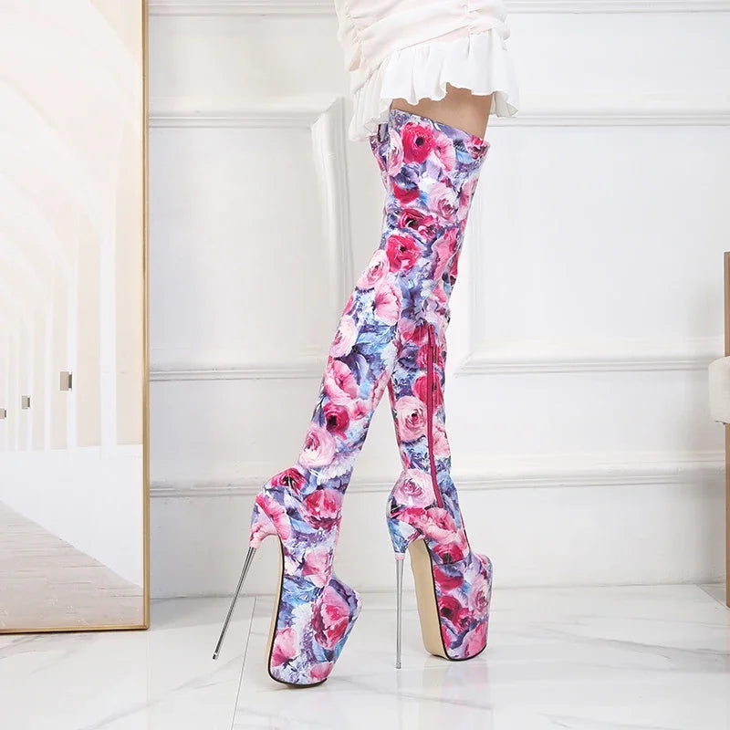 20cm Thin Heels Stilettos Over The Knee Long Boots Platform Women Pumps