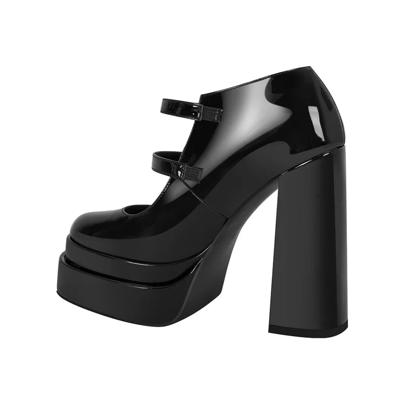 Buckle Strap Chunky Ankle Strap Party Hoof Heel Plus Size Shoes