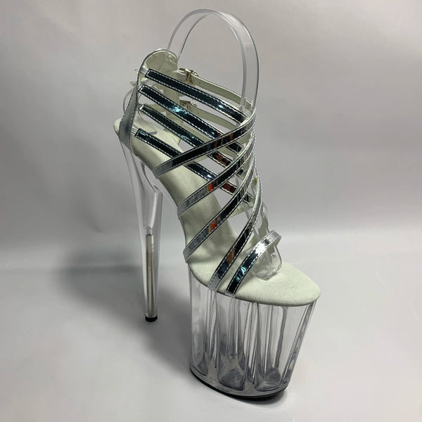 20 cm  cross strap sexy club performance transparent crystal sandals