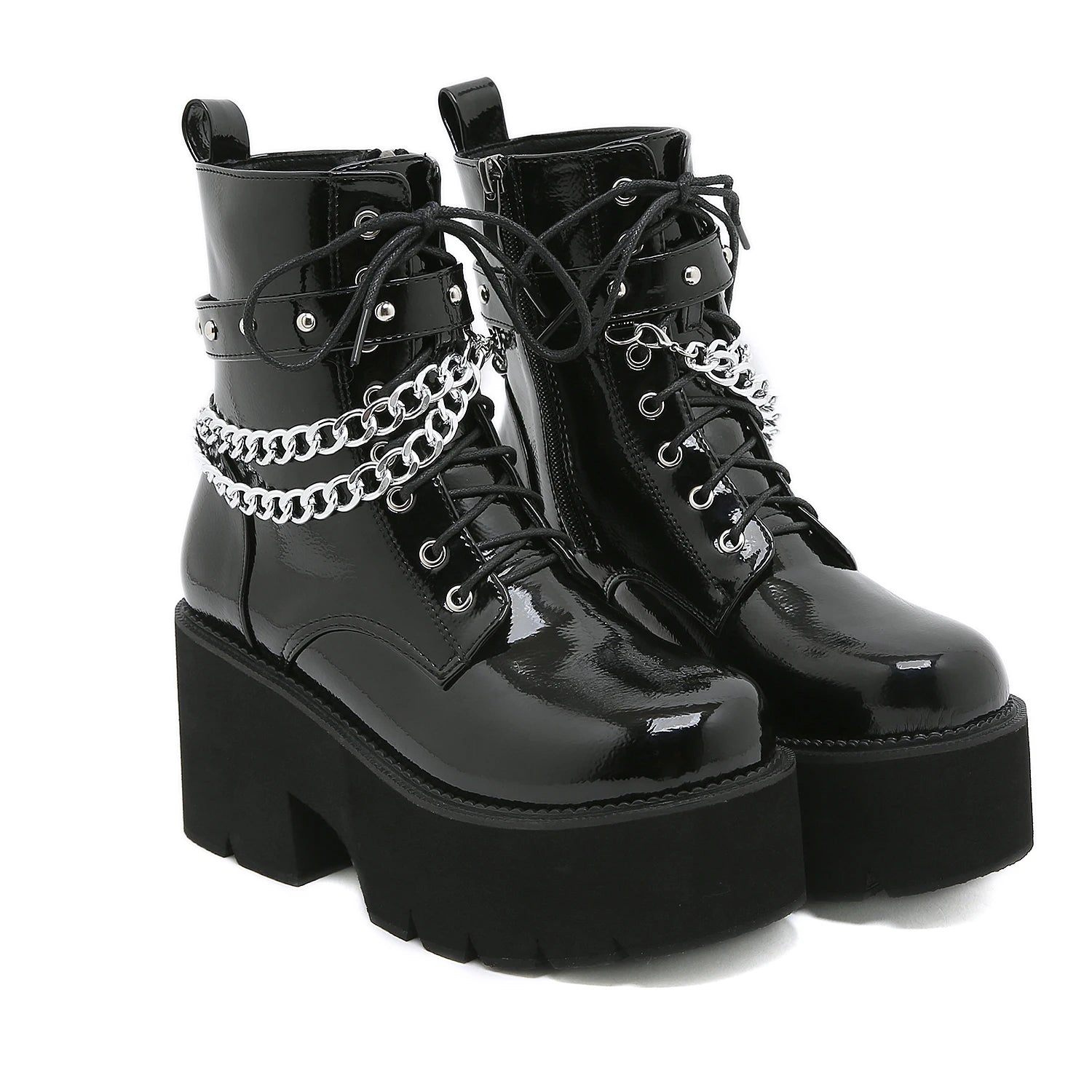 Women's Punk Ankle Boots 8cm 10cm Cosplay Thick High Heels zipper Pumps