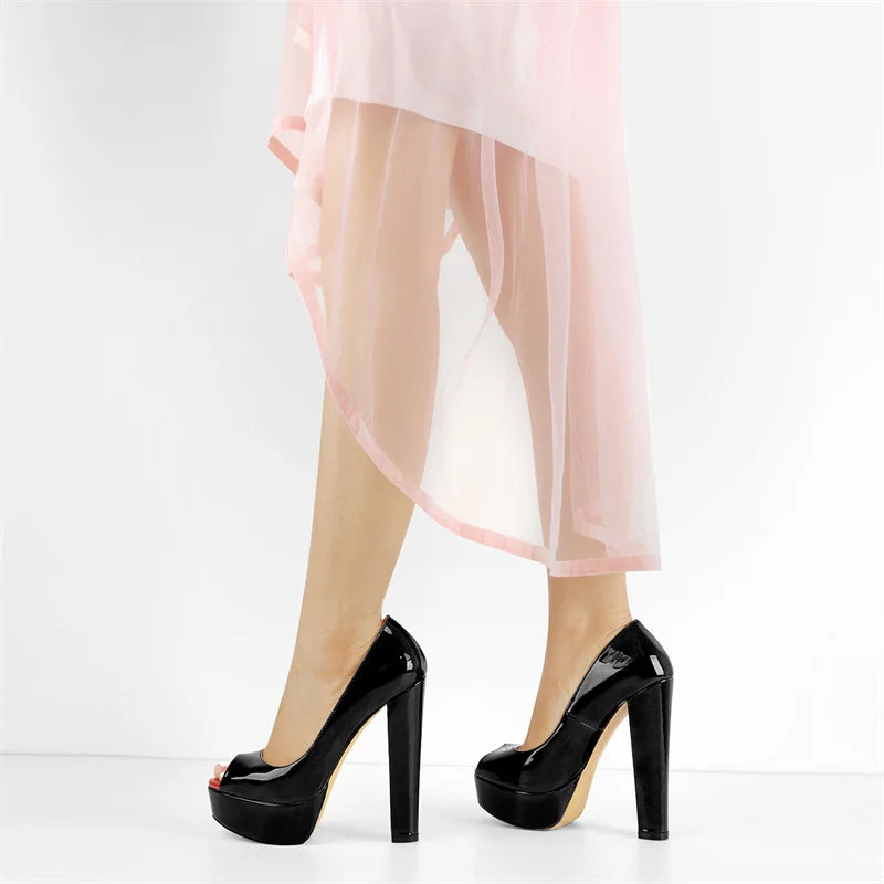 Women Peep Toe Platform  Pumps Super High Heel