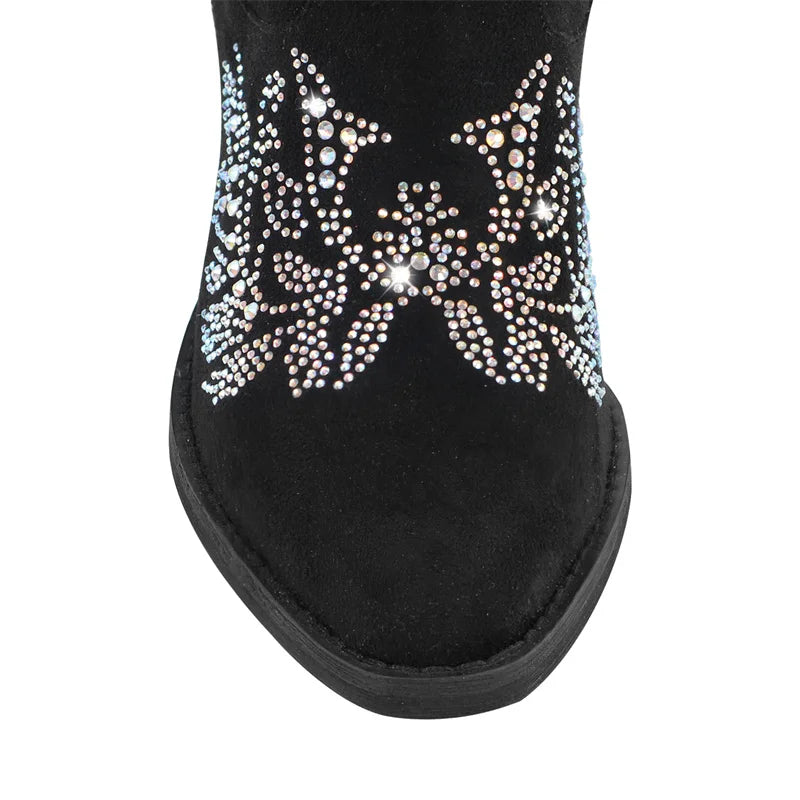 Women Pointed Toe Rhinestone Western Cowboy Boots