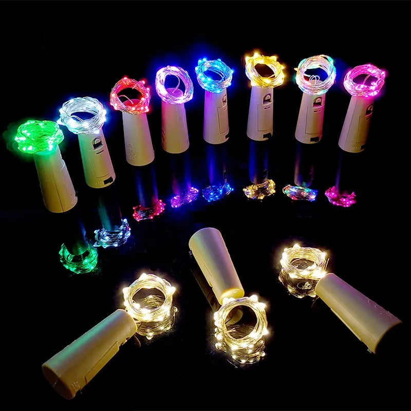8pcs Includes Battery LED Wine Bottle String Light Copper Wire Fairy Lights