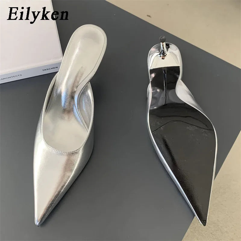 Spring New Brand Women Slipper Pointed Toe Slip On Ladies Mules Thin Low Heel