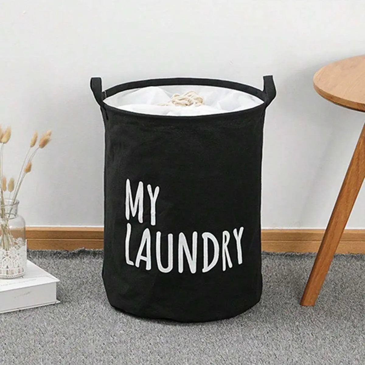 1pc-Foldable Drawstring Laundry Basket Large Capacity Waterproof Clothes Storage Basket