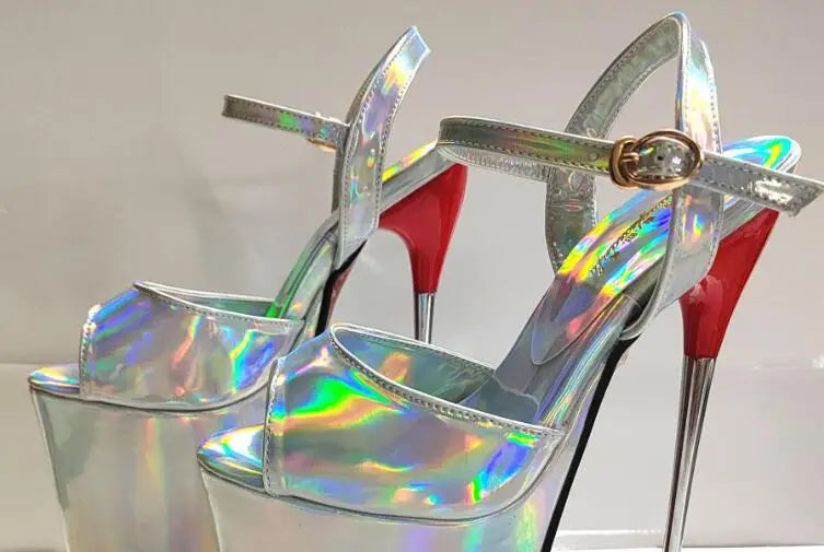 Summer 30cm Metal Thin High Heels Sandals Female Platform Women's Shoes