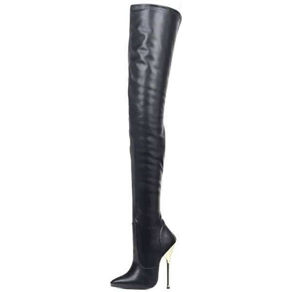 Cus Women Over-the-Knee Boots 14CM High Heel Pointed-toe Zip  Boots