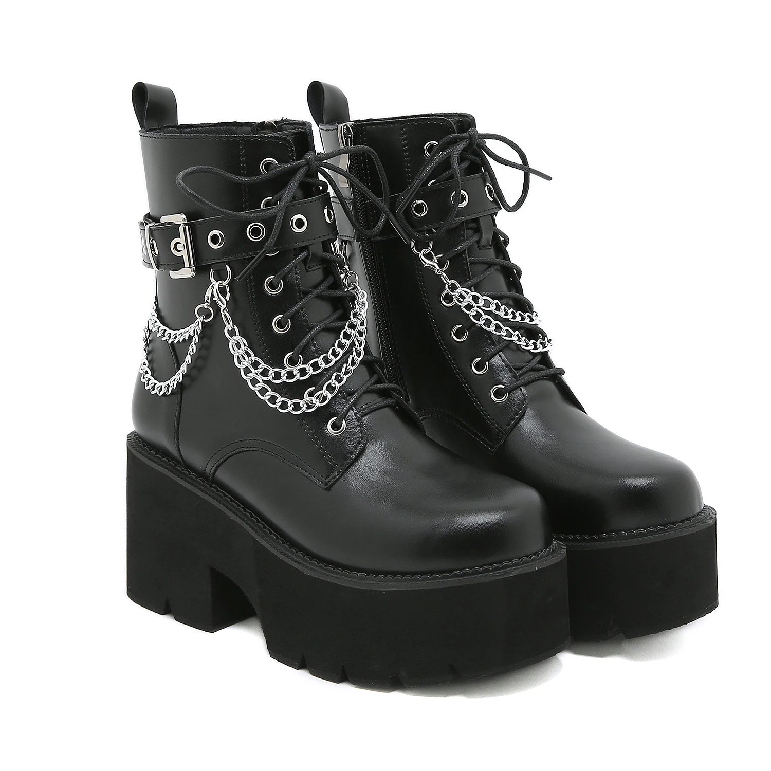 Women's Punk Ankle Boots 8cm 10cm Cosplay Thick High Heels zipper Pumps